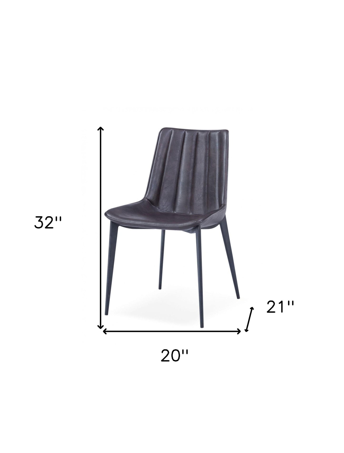 Set of Two Brown and Black Upholstered Faux Leather Dining Side Chairs