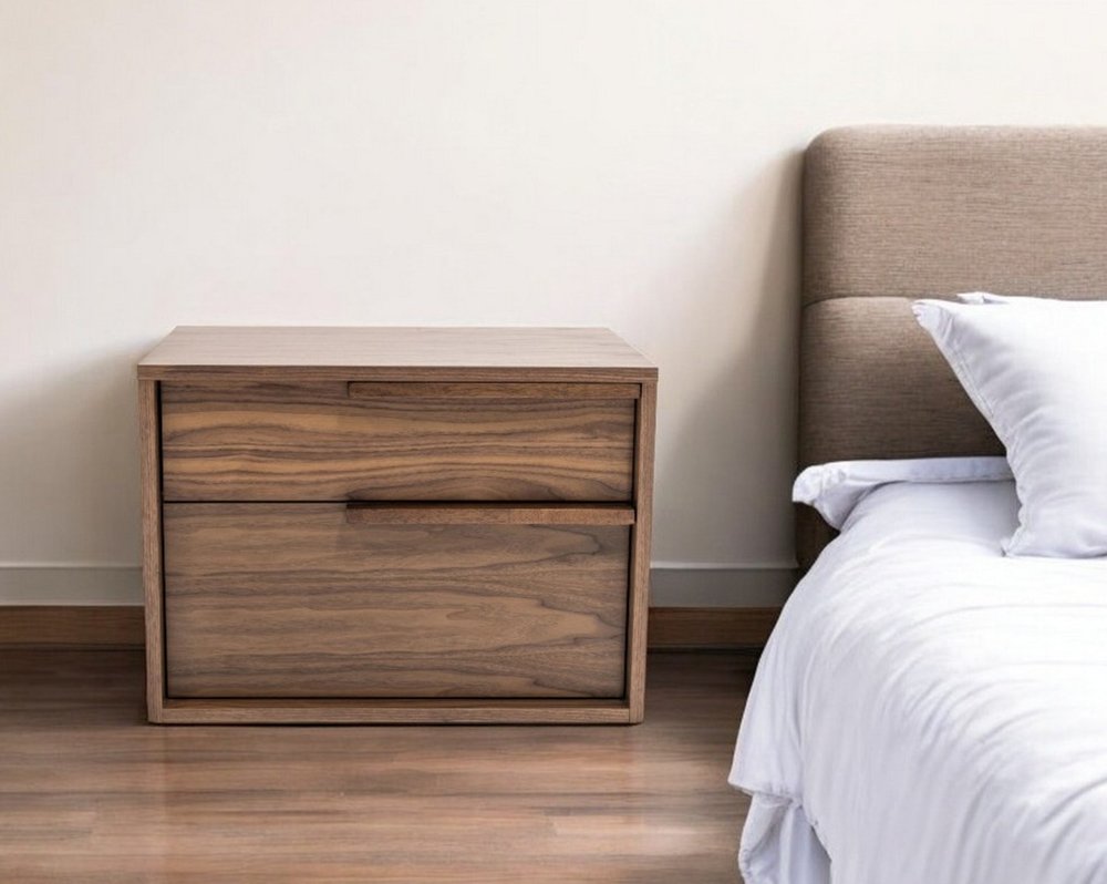 18" Wood Two Drawer Nightstand