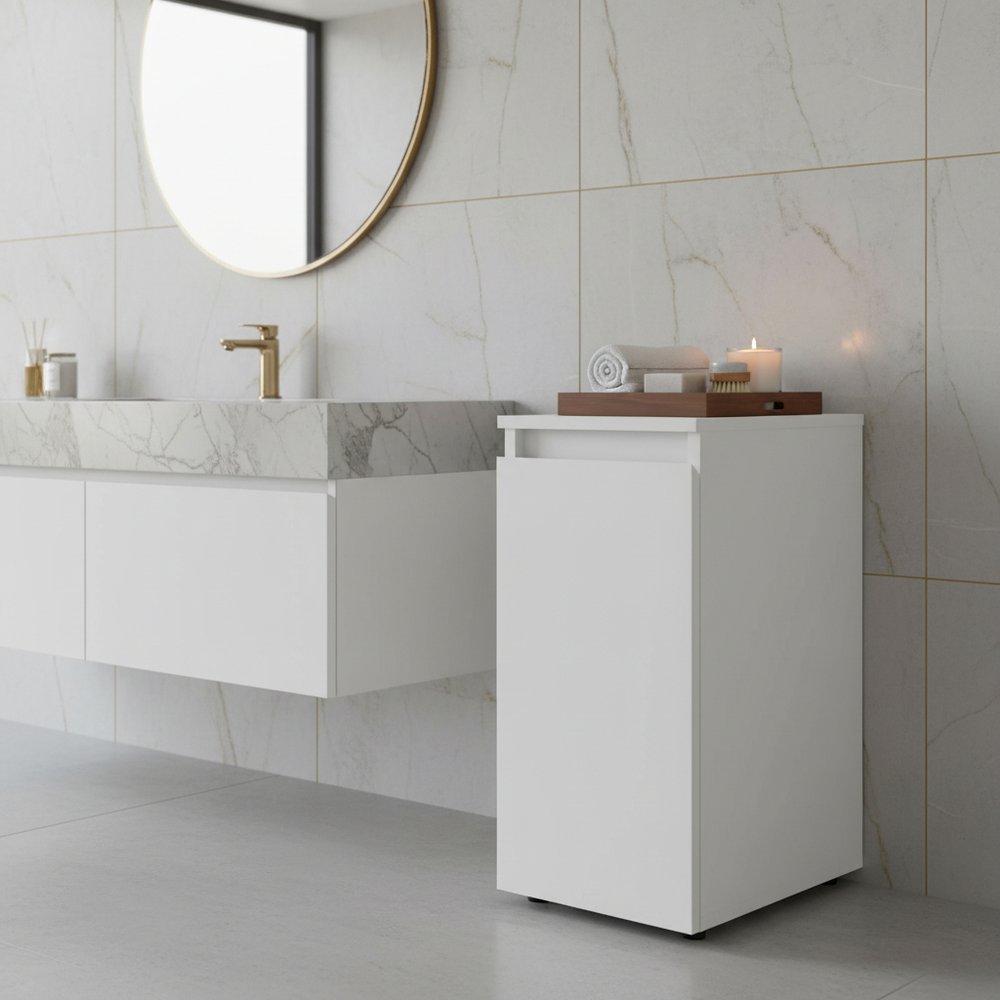 10" White Wood Freestanding Bathroom Vanity