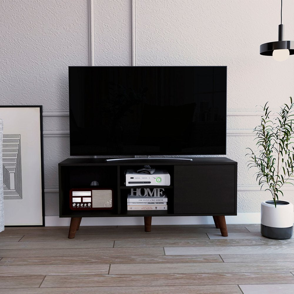 45" Black Open Shelving TV Stand