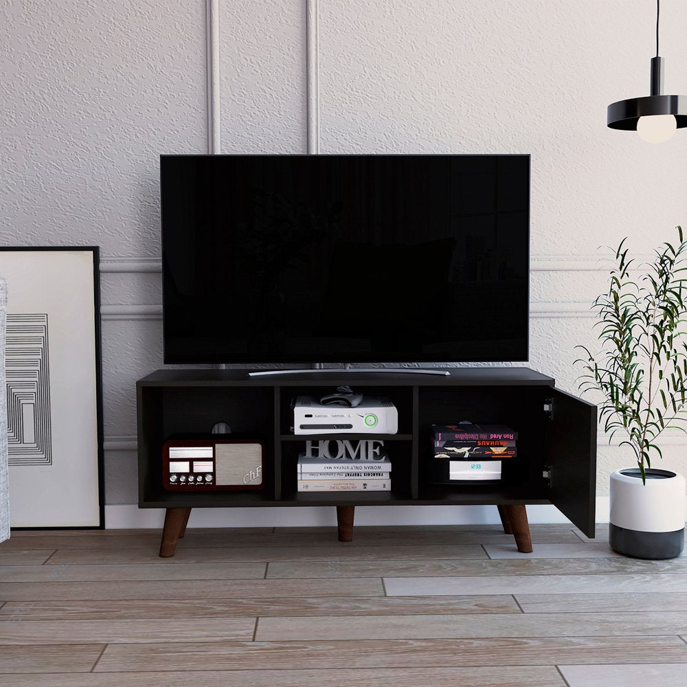 45" Black Open Shelving TV Stand