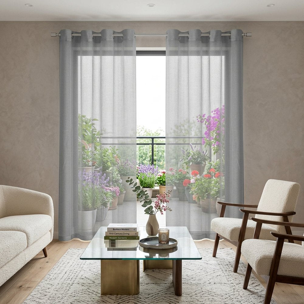 Set of Two 84" Silver Solid Modern Window Panels