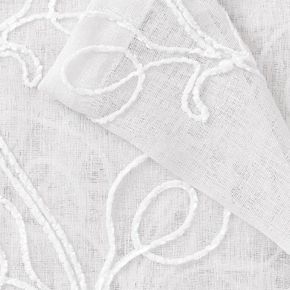 Set of Two 96" White Boho Embroidered Window Panels