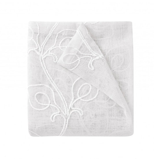 Set of Two 96.00" White Semi-Sheer Curtains