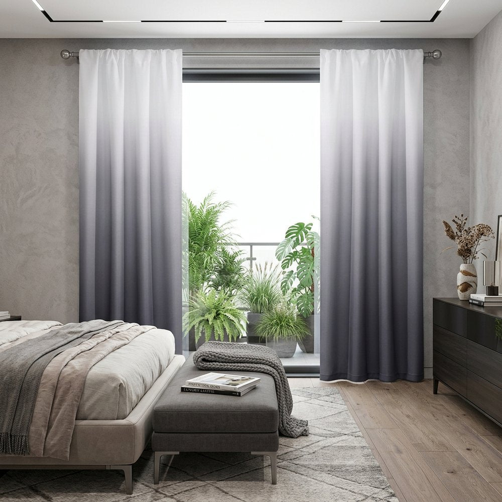 Set of Two 84" Black Ombre Shades Window Panels