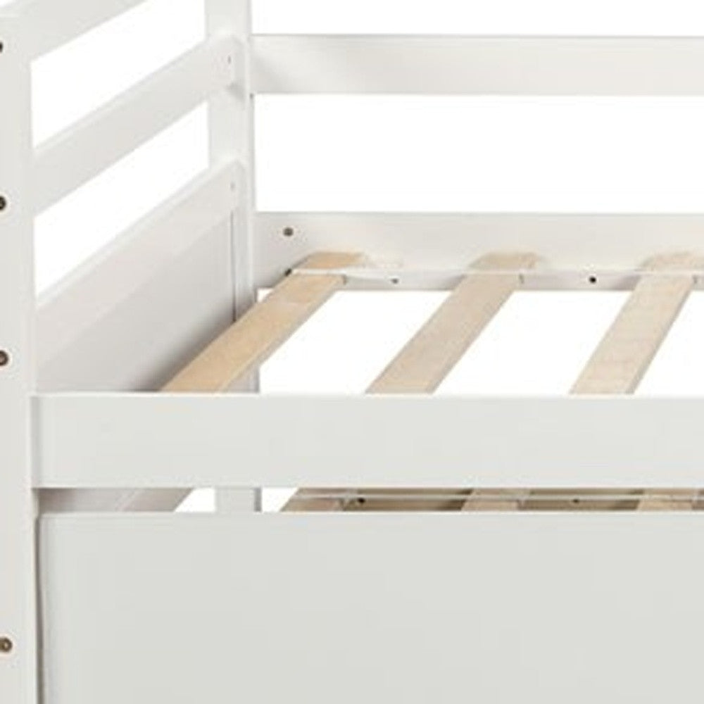 White Wood Twin Bed Frame with Trundle