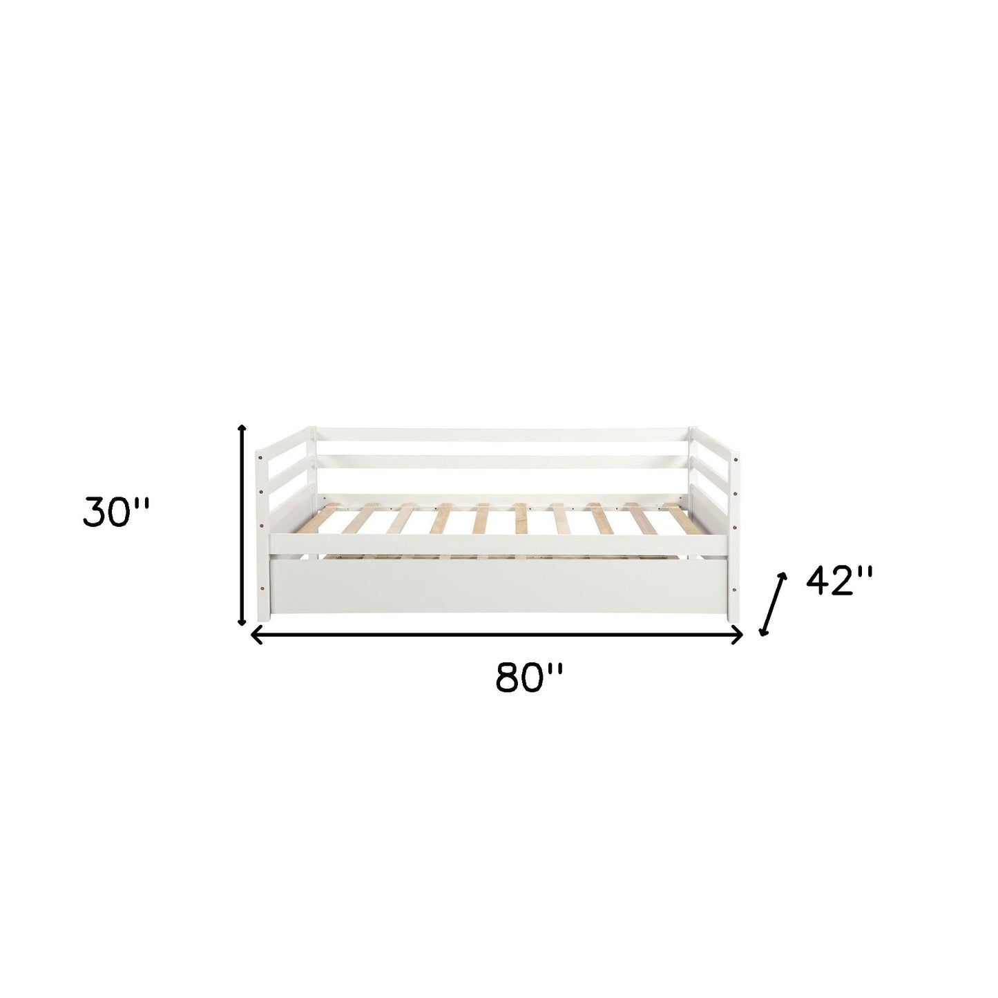 White Wood Twin Bed Frame with Trundle