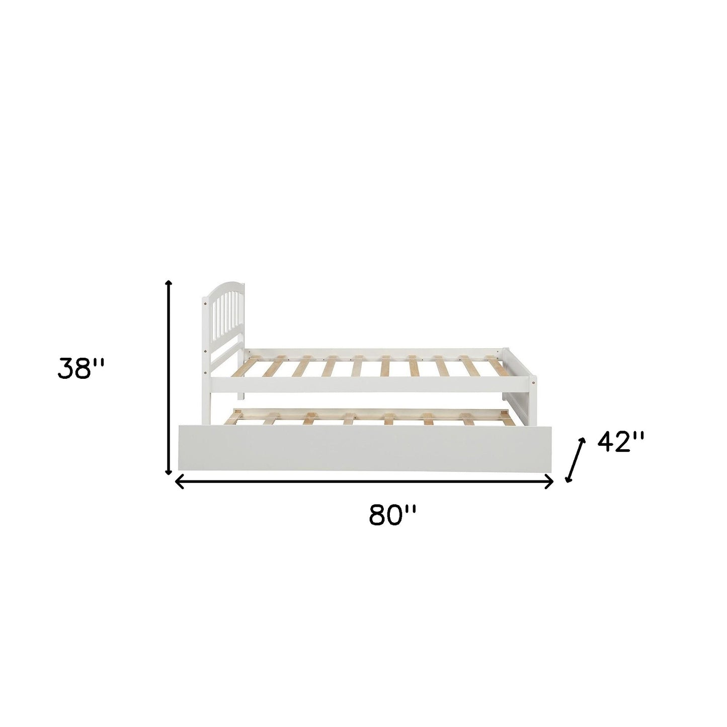 White Wood Twin Bed Frame with Trundle