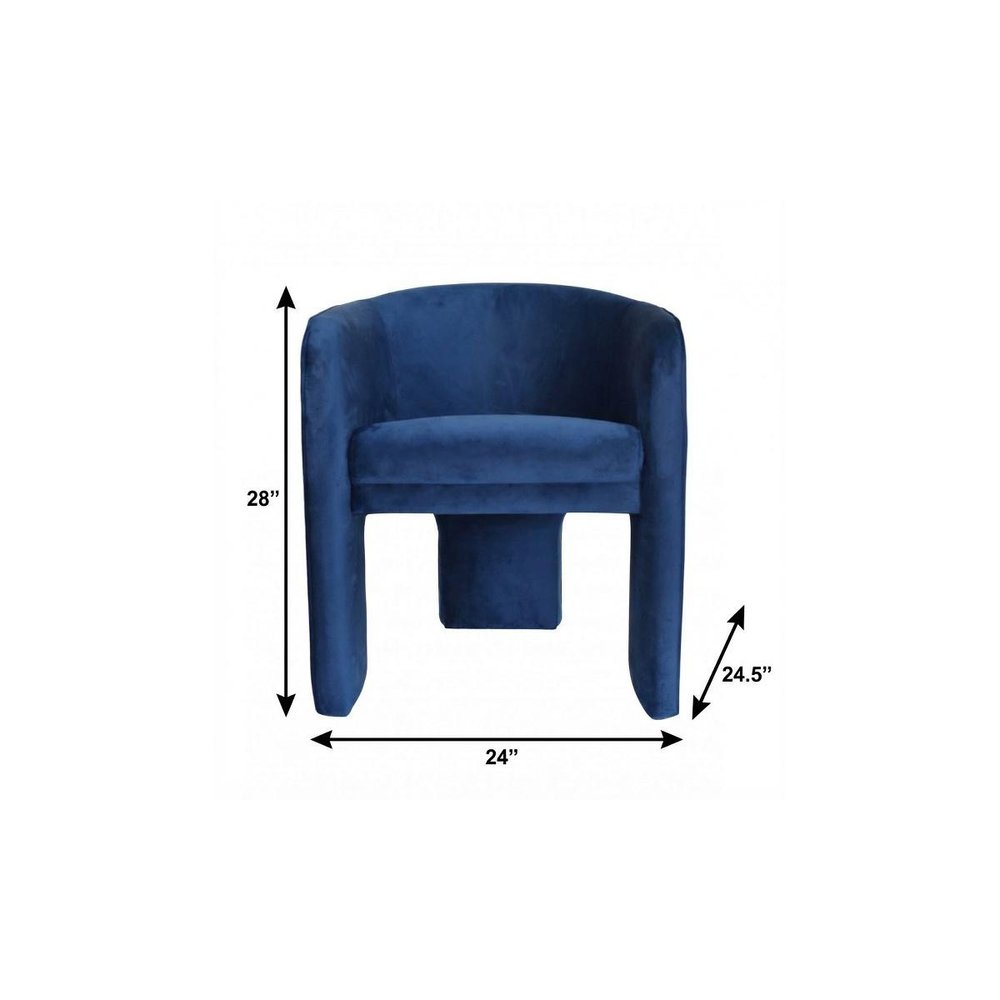 24" Blue Velvet Barrel Chair