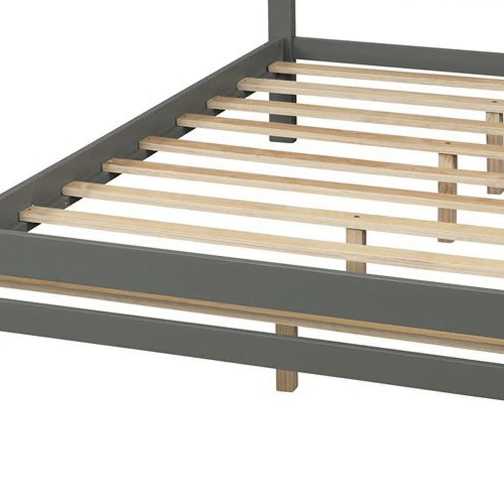 Gray Wood Full With Two Drawers Bed Frame
