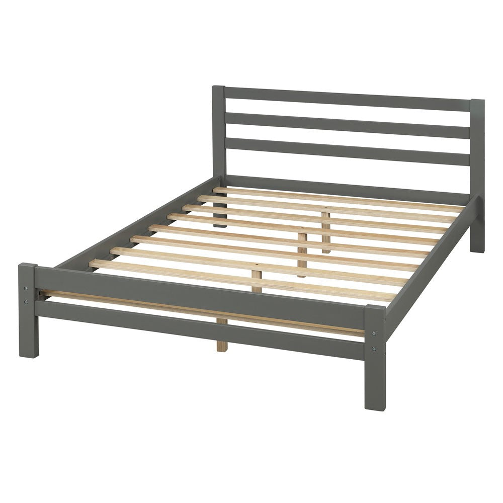 Gray Wood Full With Two Drawers Bed Frame