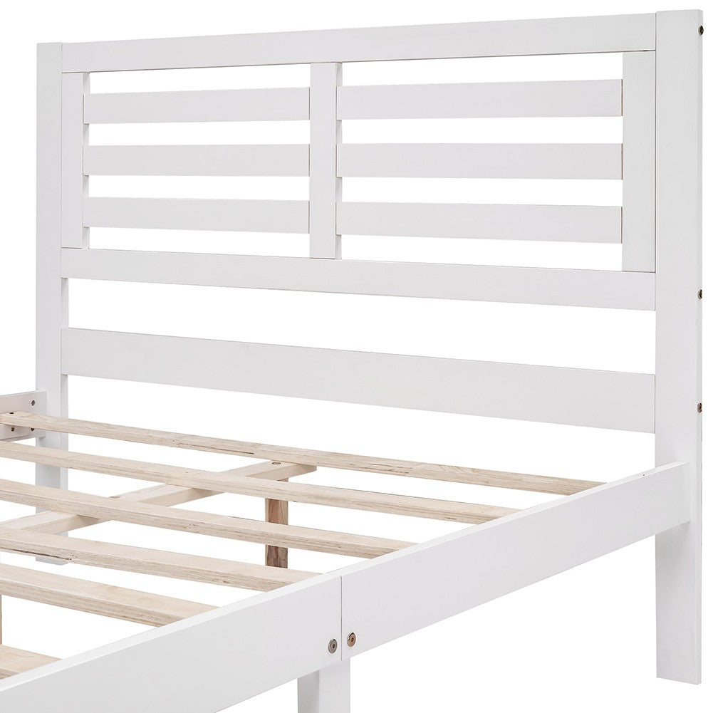 White Wood Full With Two Drawers Bed Frame