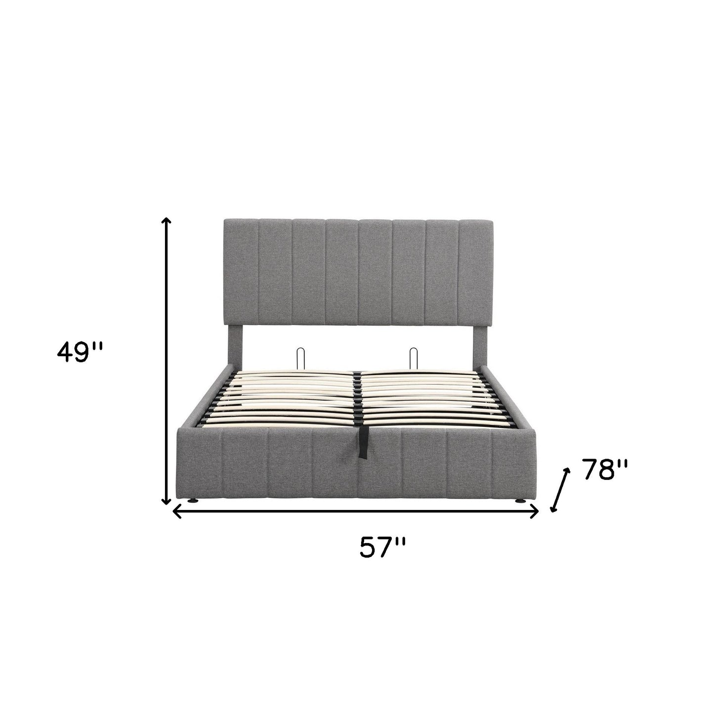Gray Ribbed Texture Linen Blend Full Bed Frame