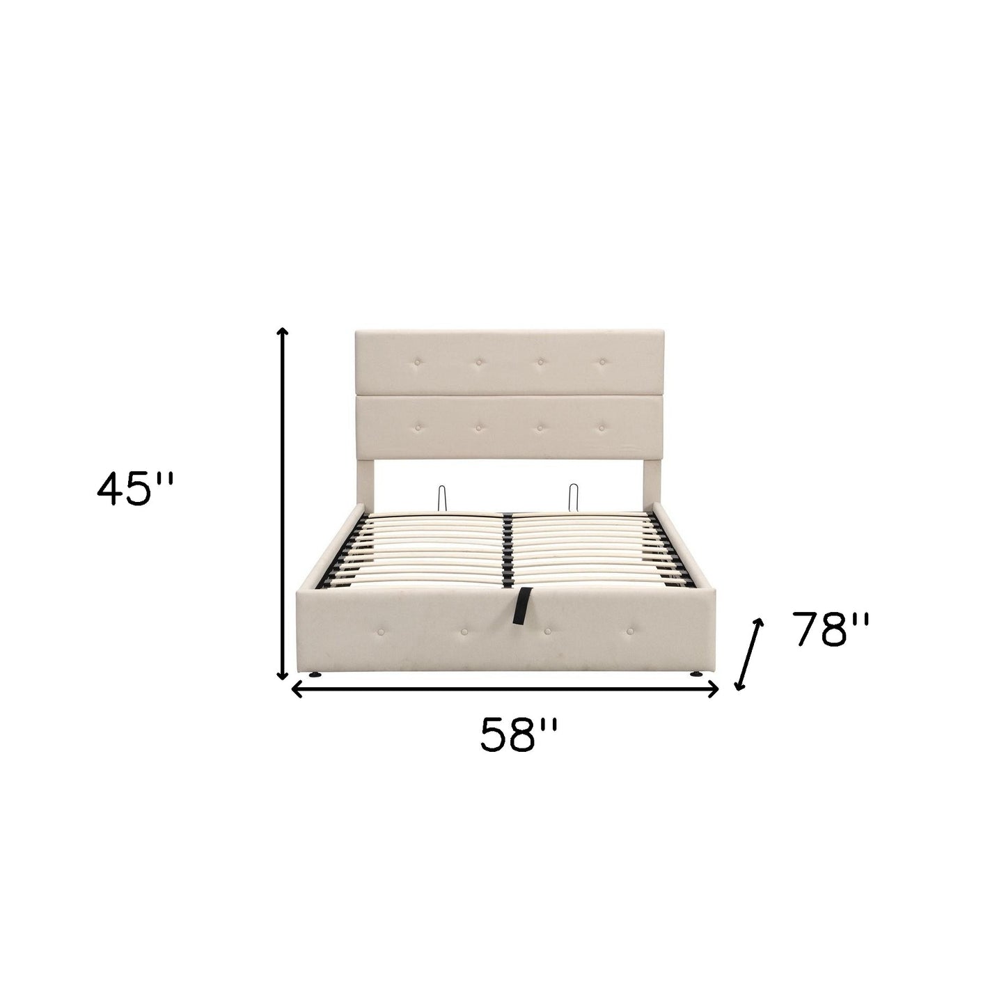 Beige Tufted Linen Blend Full Bed Frame