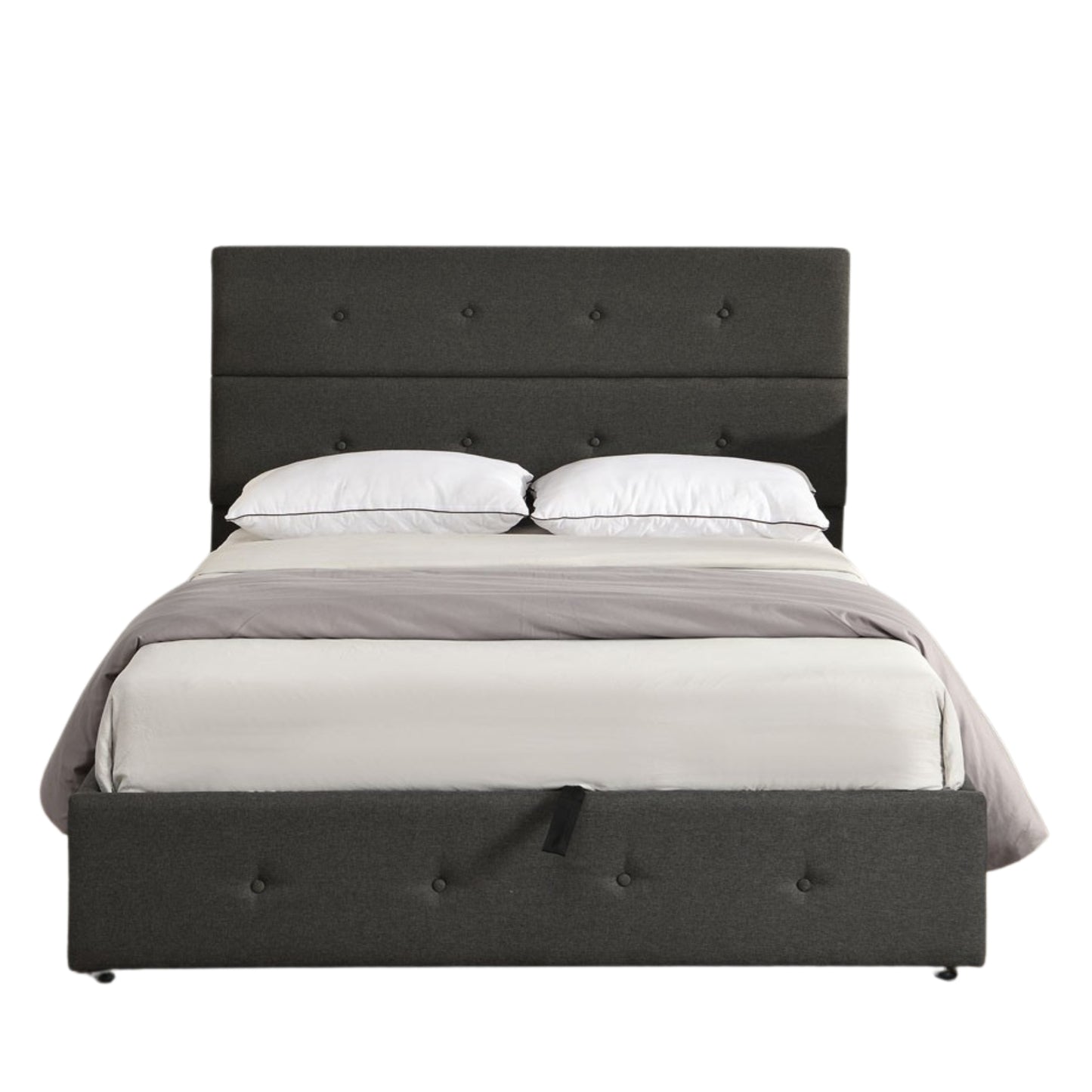 Gray Tufted Linen Blend Full Bed Frame
