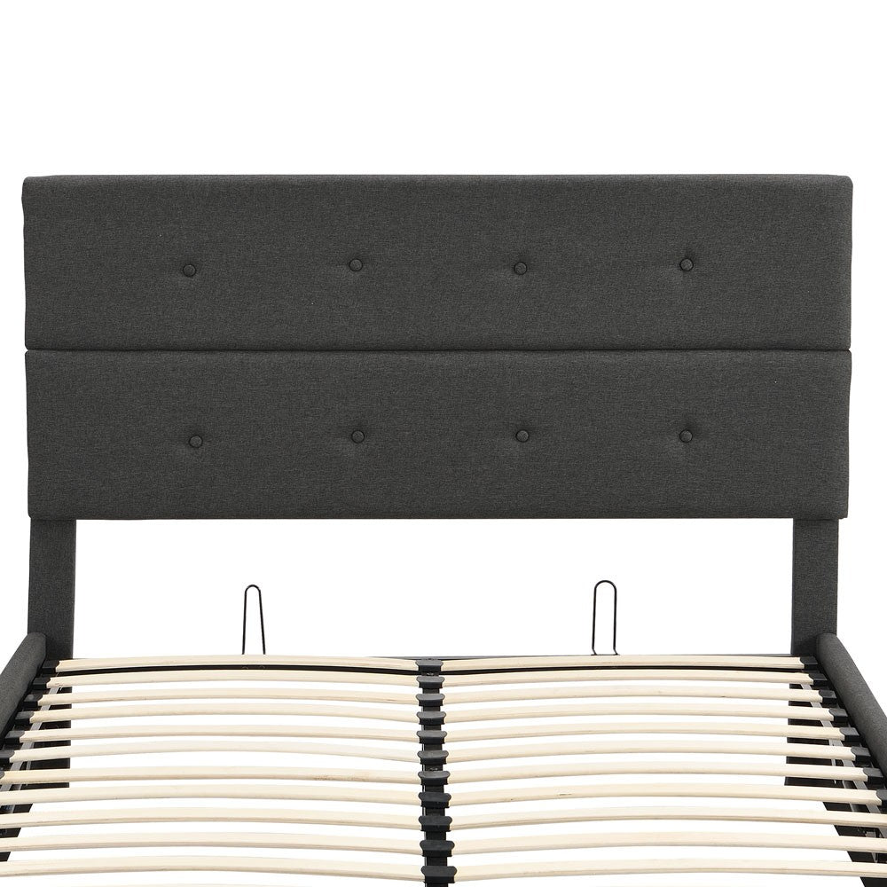 Gray Tufted Linen Blend Full Bed Frame