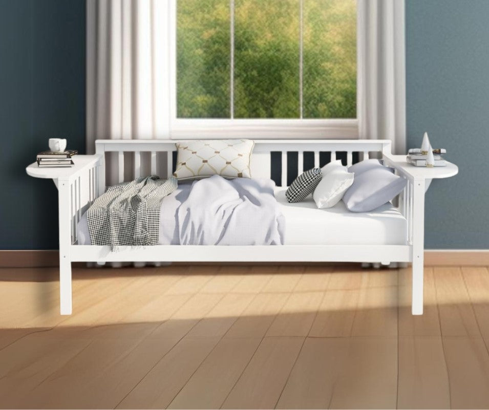 White Wood Full Bed Frame