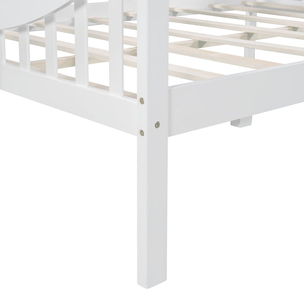 White Wood Full Bed Frame