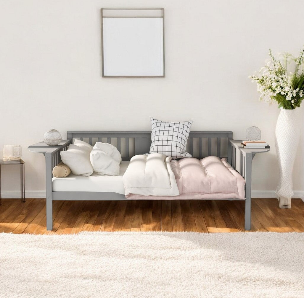 Gray Wood Full Bed Frame