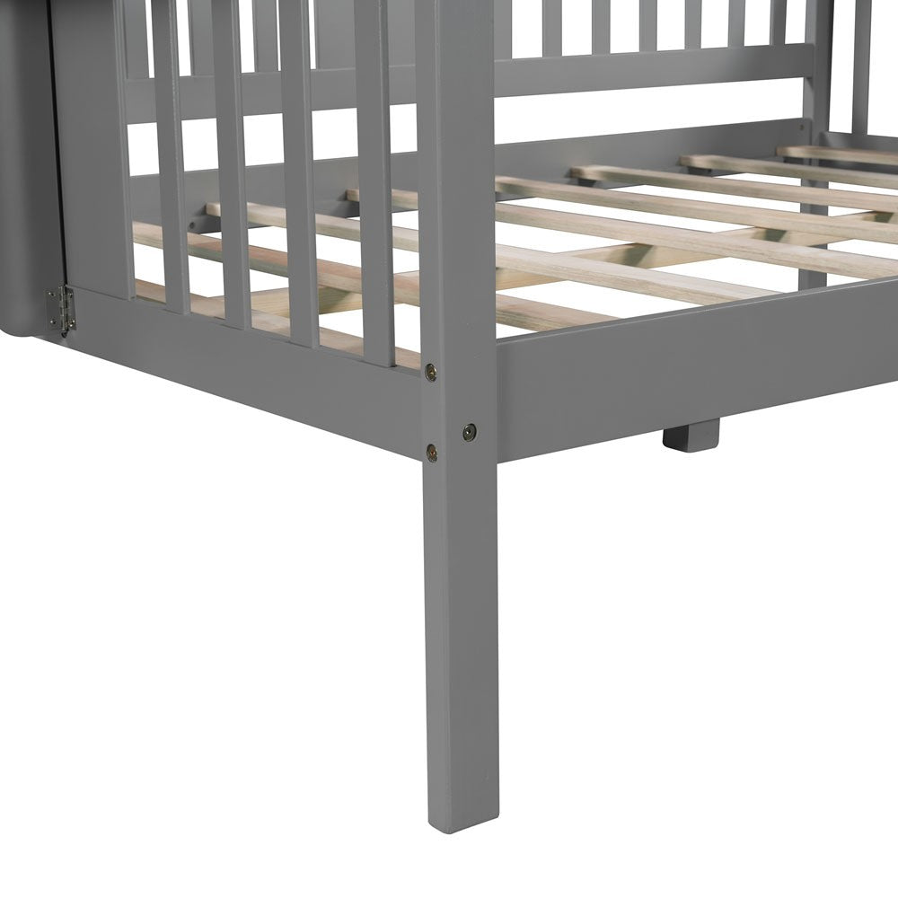 Gray Wood Full Bed Frame
