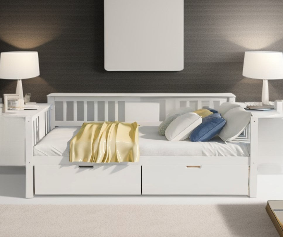 White Wood Full Bed Frame