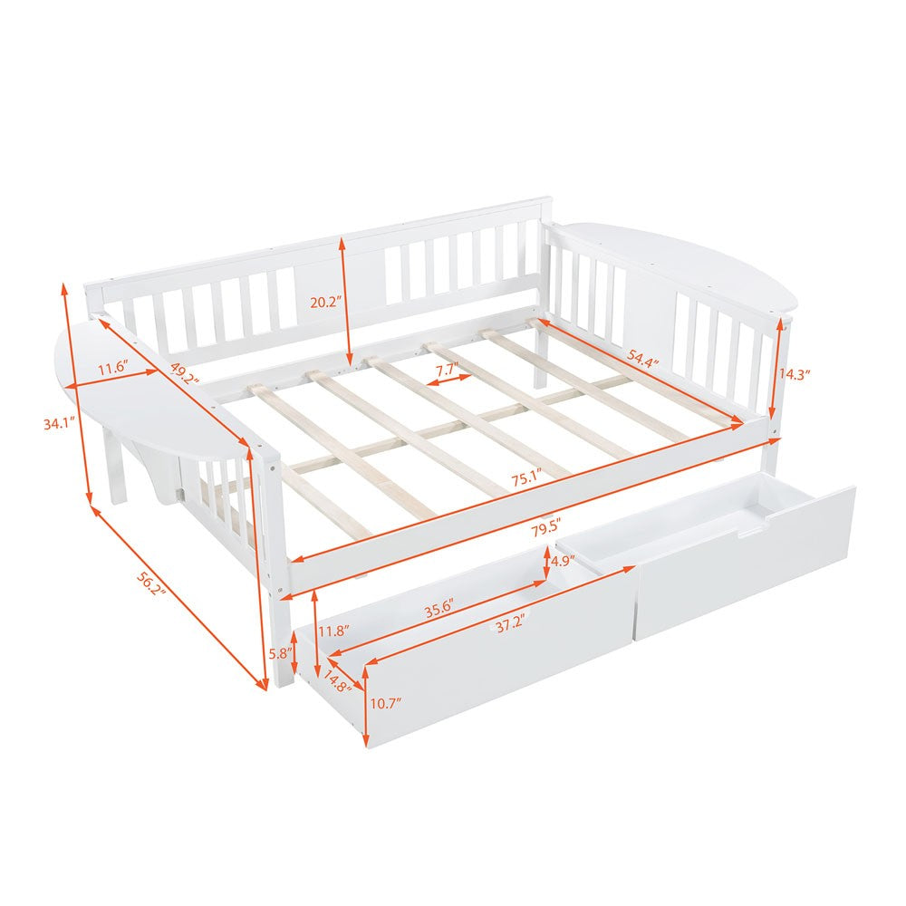 White Wood Full Bed Frame
