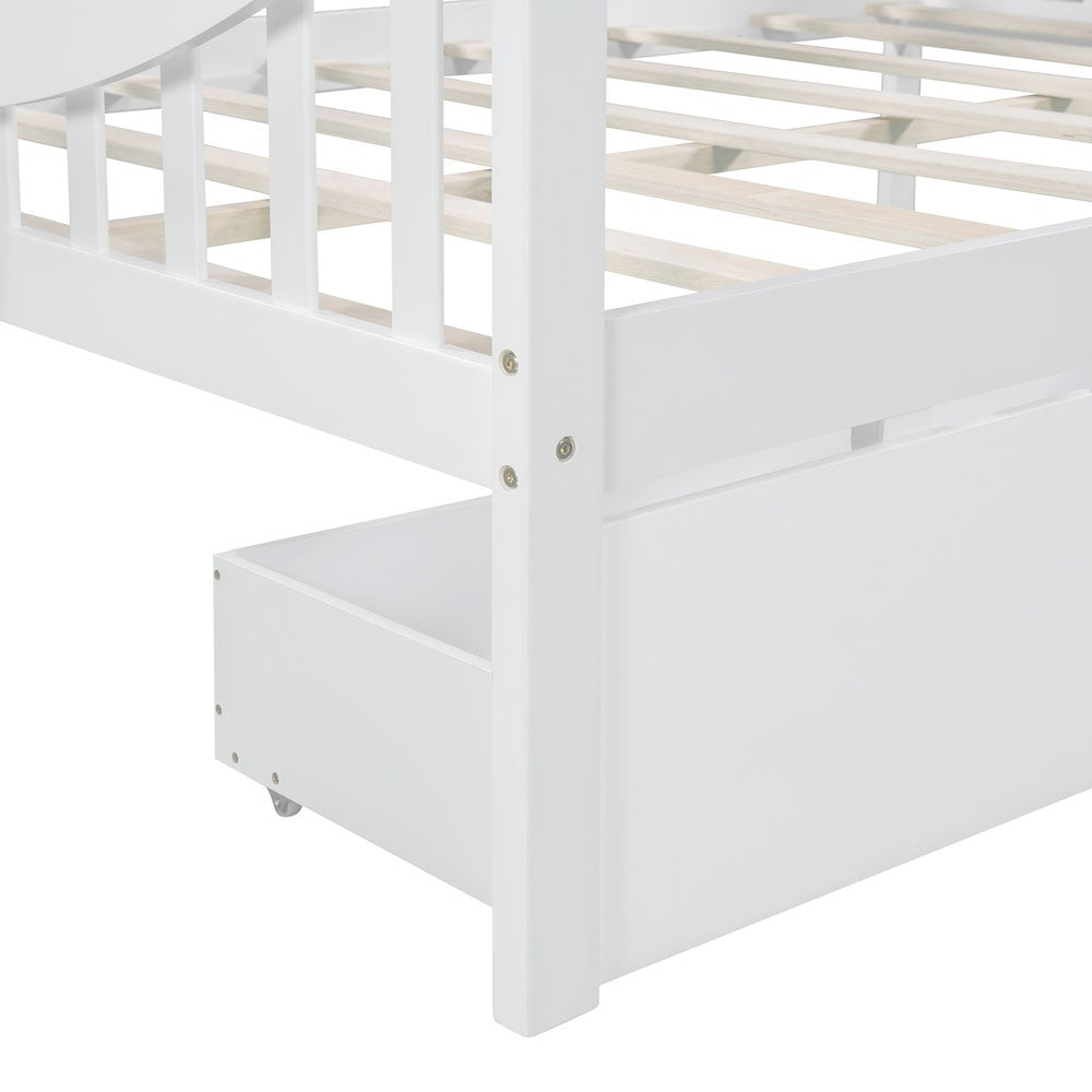 White Wood Full Bed Frame