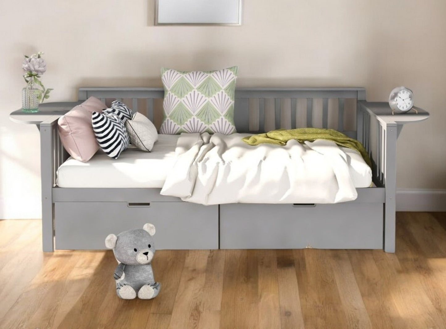 Gray Wood Full Bed Frame