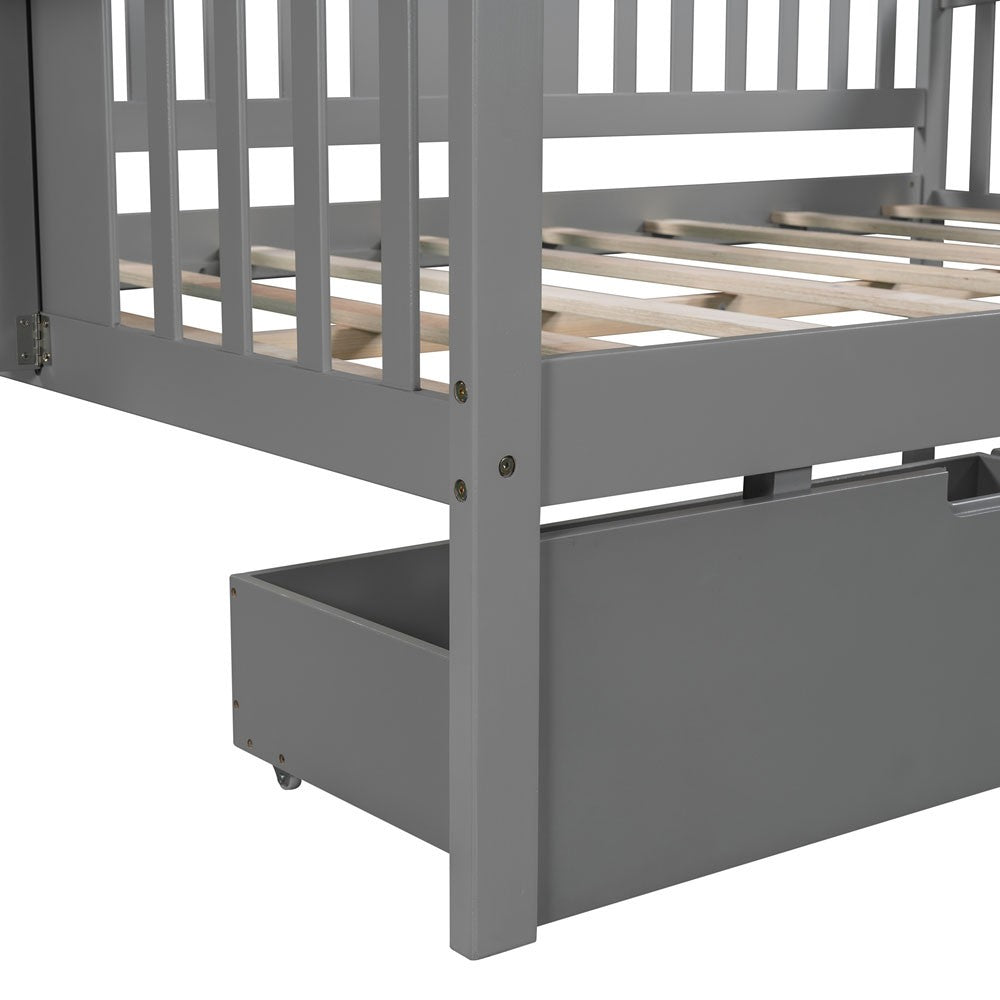 Gray Wood Full Bed Frame