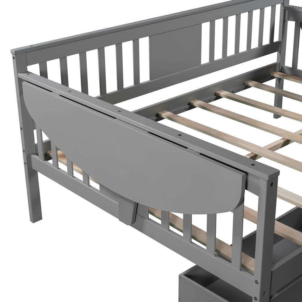 Gray Wood Full Bed Frame