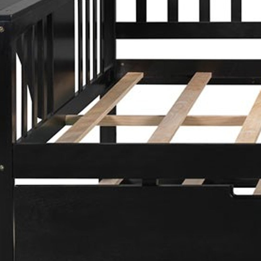Espresso Wood Bed Frame with Trundle