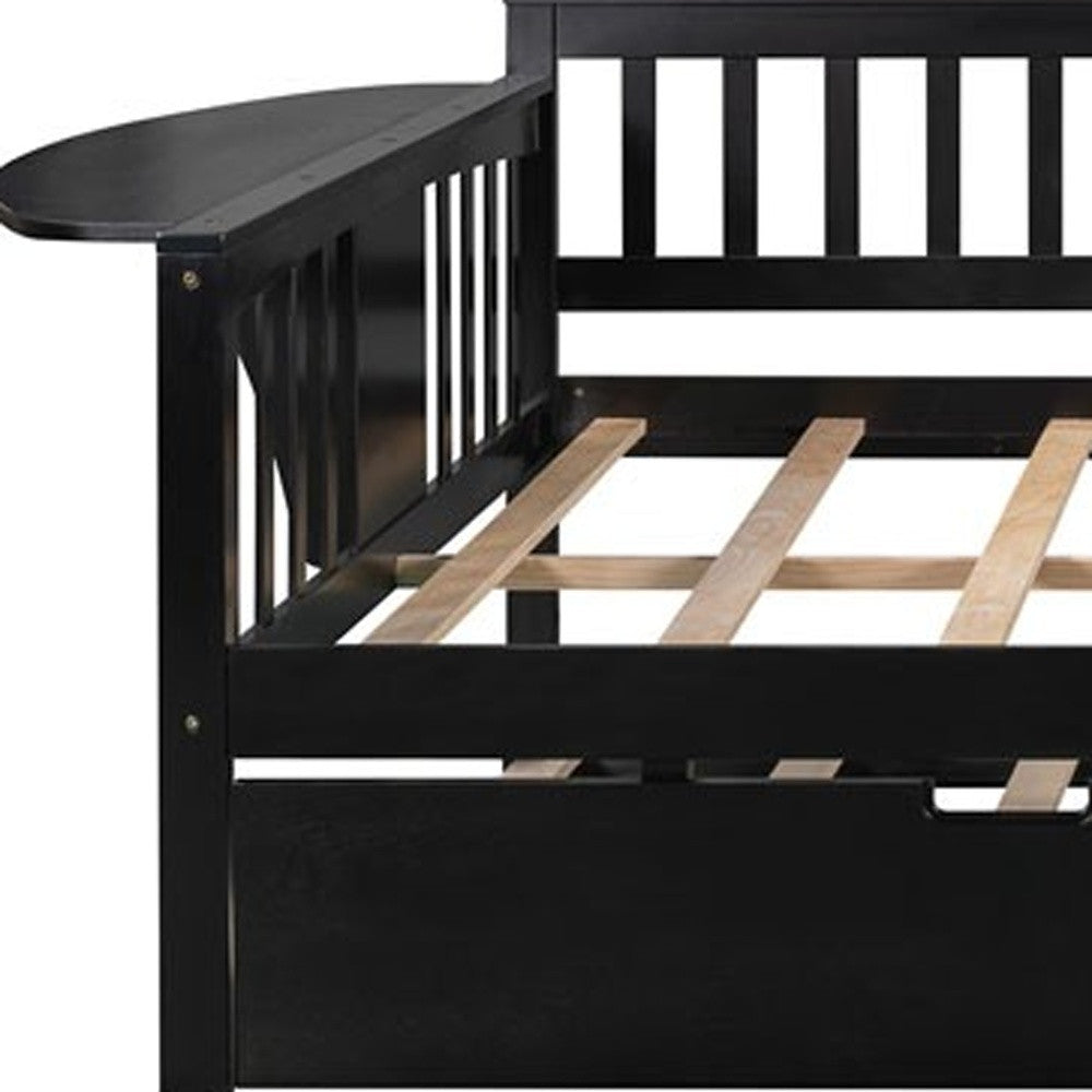 Espresso Wood Bed Frame with Trundle