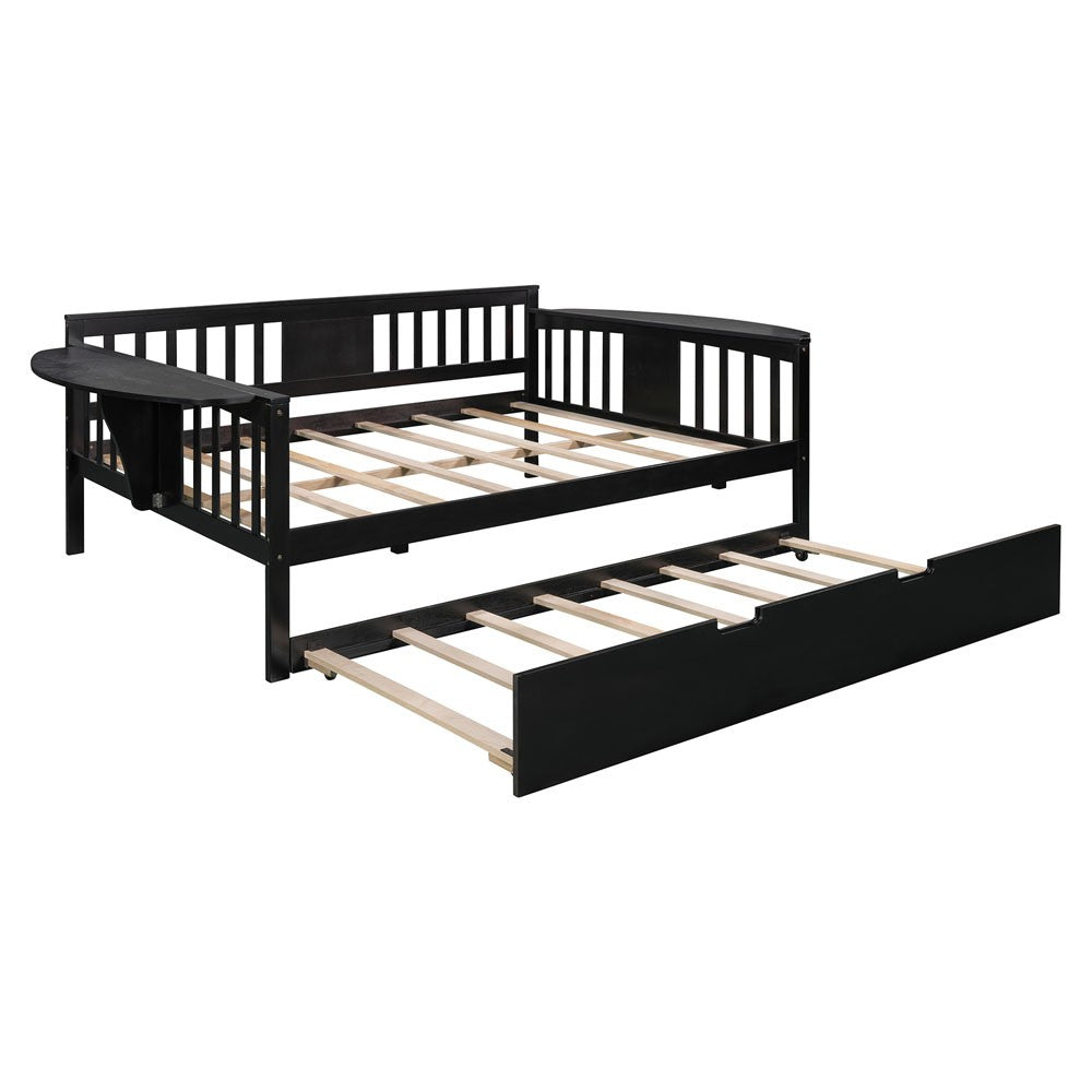Espresso Wood Bed Frame with Trundle