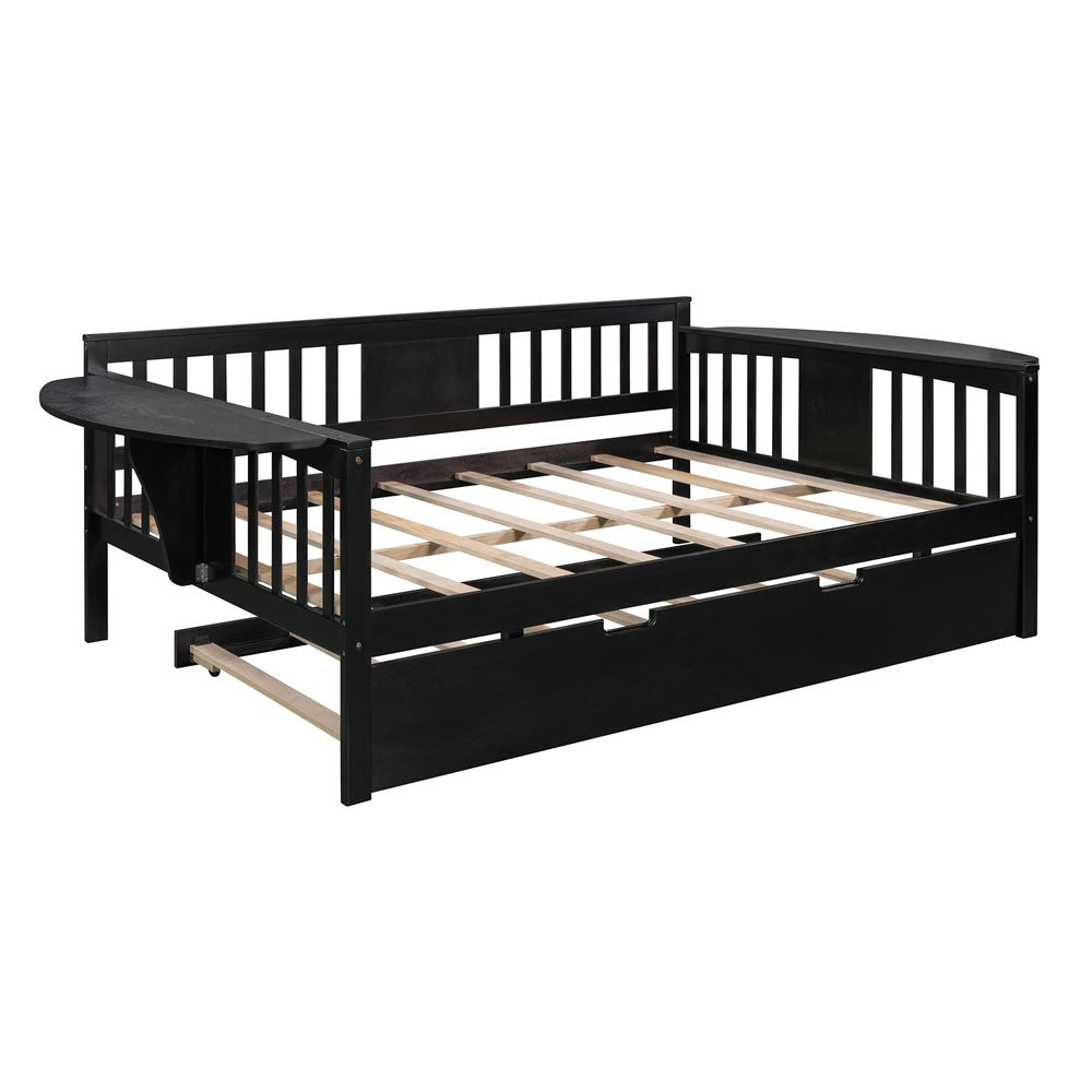 Espresso Wood Bed Frame with Trundle