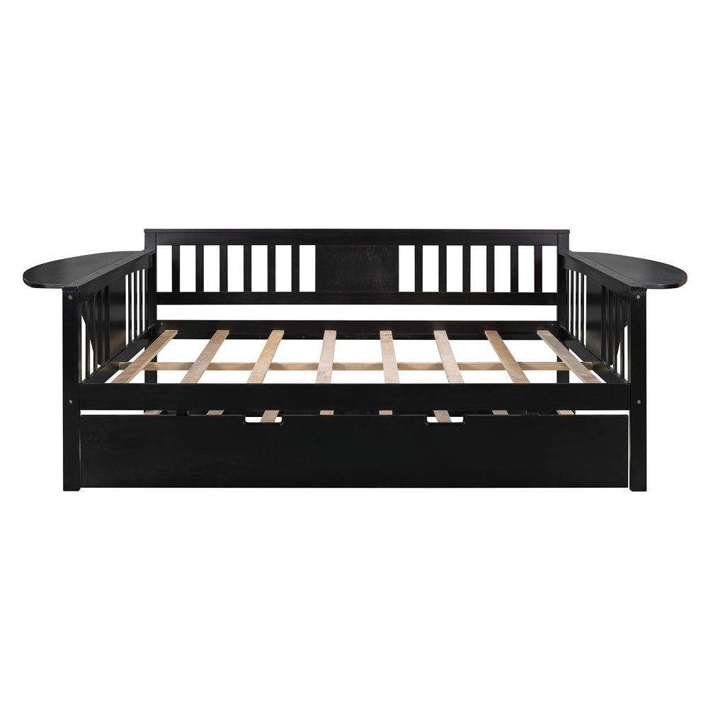 Espresso Wood Bed Frame with Trundle