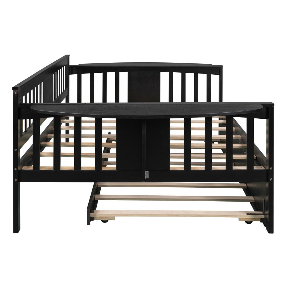 Espresso Wood Bed Frame with Trundle
