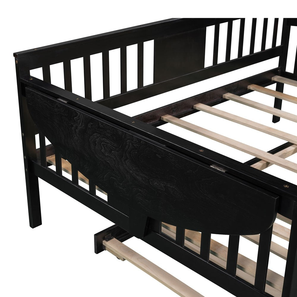 Espresso Wood Bed Frame with Trundle