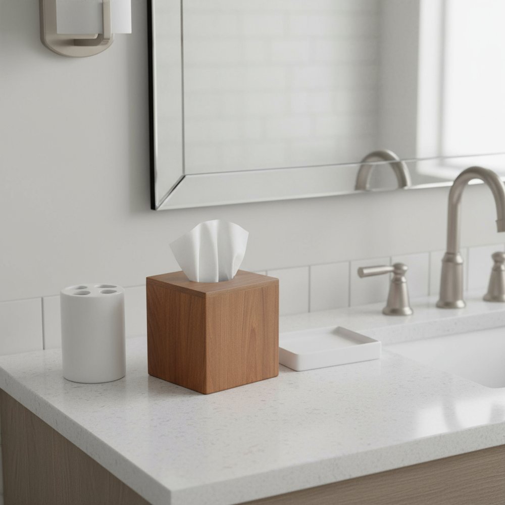 Designer Genuine Teak Tissue Box Cover