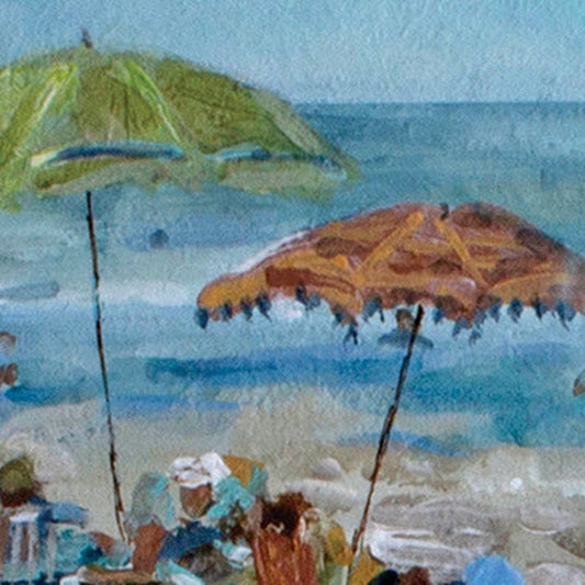 Set of Two Blue Day At The Beach Square Framed Art