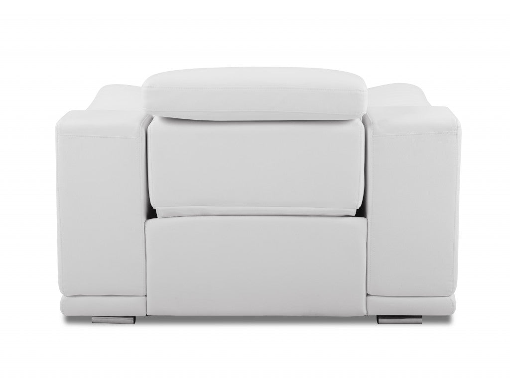 48" White Italian Leather Arm Chair