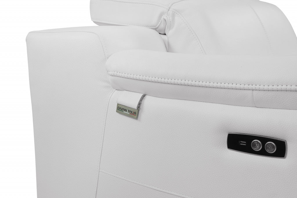 48" White Italian Leather Arm Chair