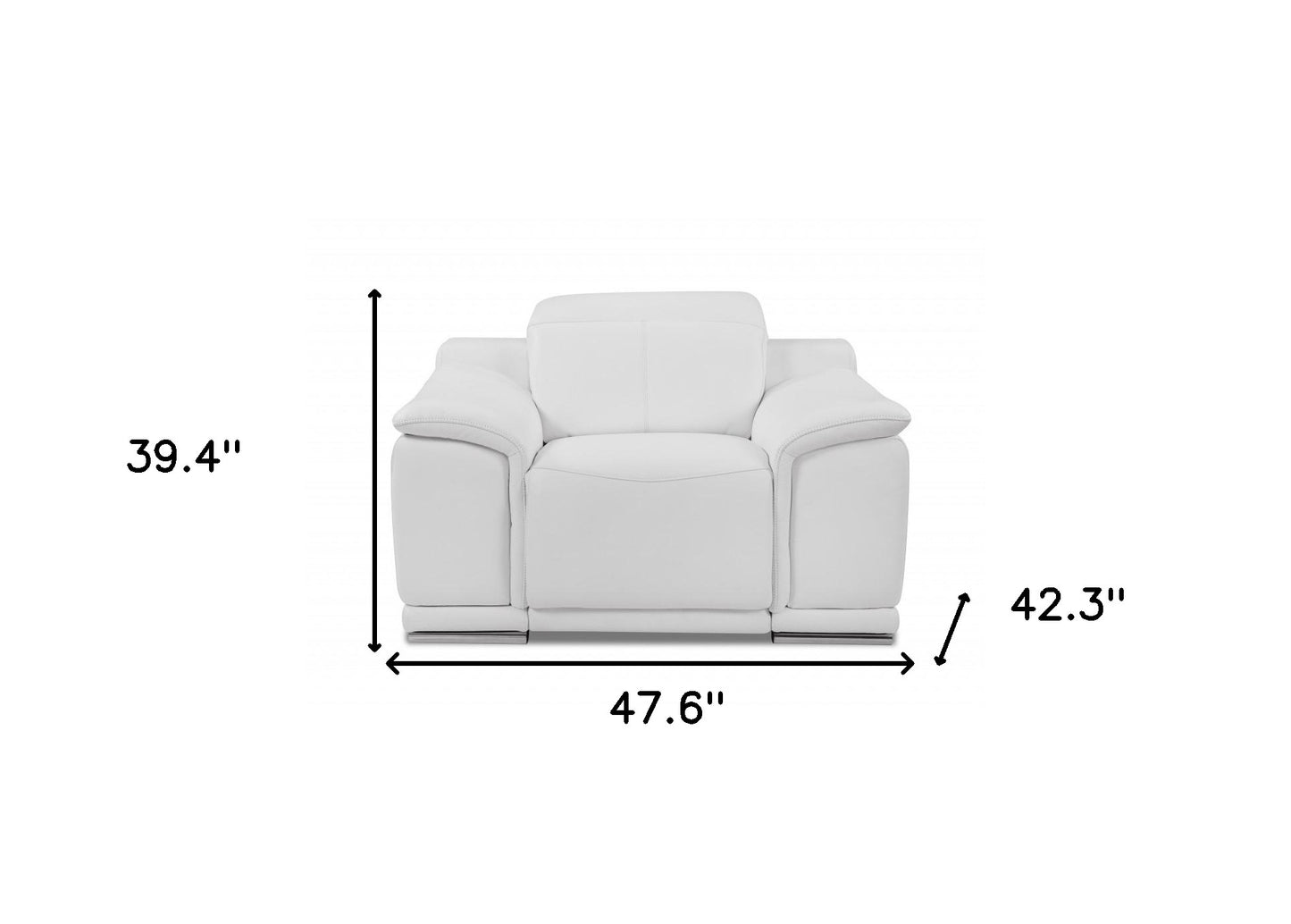 48" White Italian Leather Arm Chair