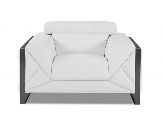 Three Piece Indoor White Italian Leather Six Person Seating Set