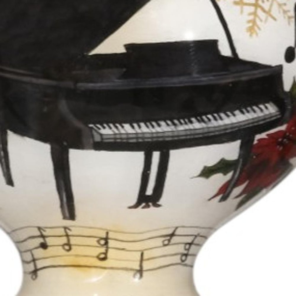 Grand Christmas Piano Hand Painted Mouth Blown Glass Ornament