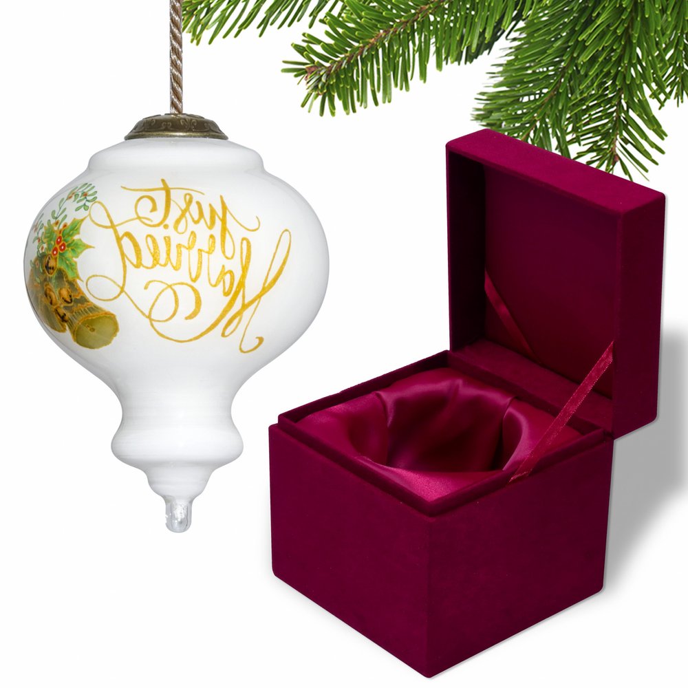 Authentic Just Married Hand Painted Mouth Blown Glass Ornament