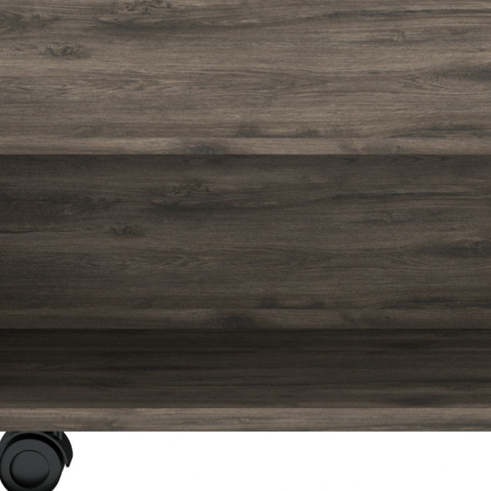 22" Dark Brown Manufactured Wood Rectangular Lift Top Coffee Table With Drawer