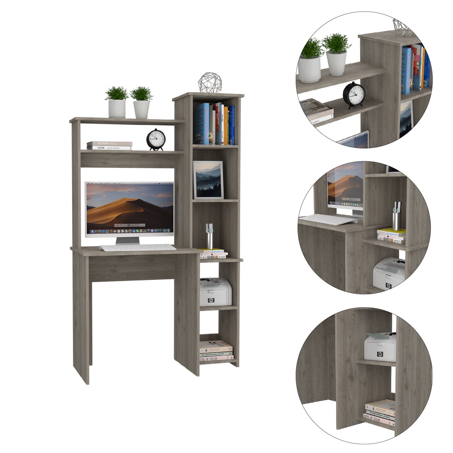 40" Light Gray Computer Desk