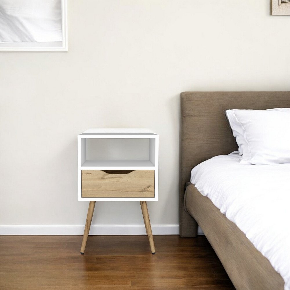 25" Wood One Drawer Nightstand