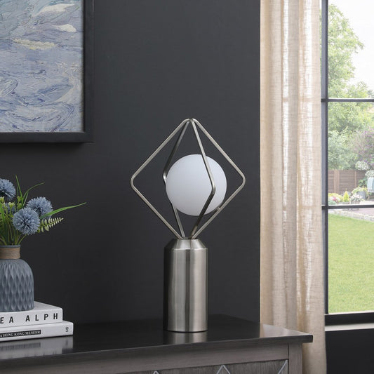 20" Silver Geometric Pedestal Contemporary Table or Desk Lamp