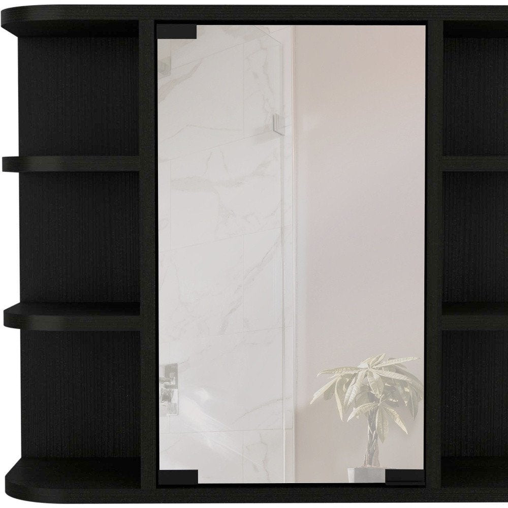 24" Black Wood Floating Bathroom Vanity